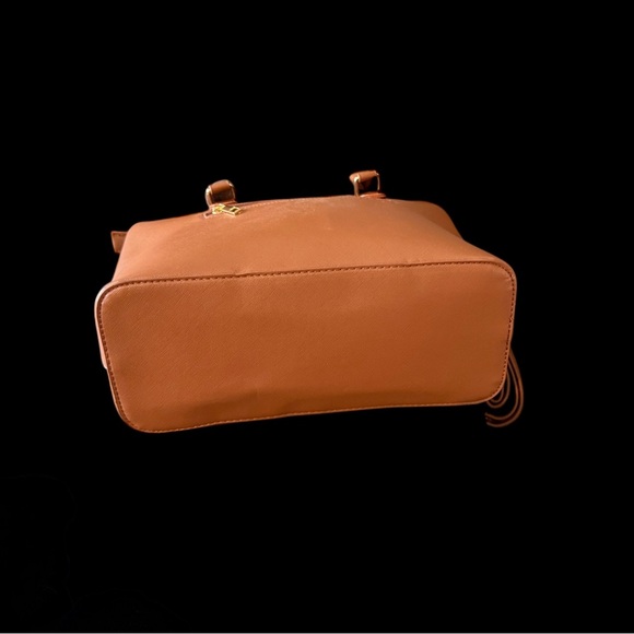 Anne Klein Cognac Satchel Gold Hardware Crossbody - Picture 5 of 10